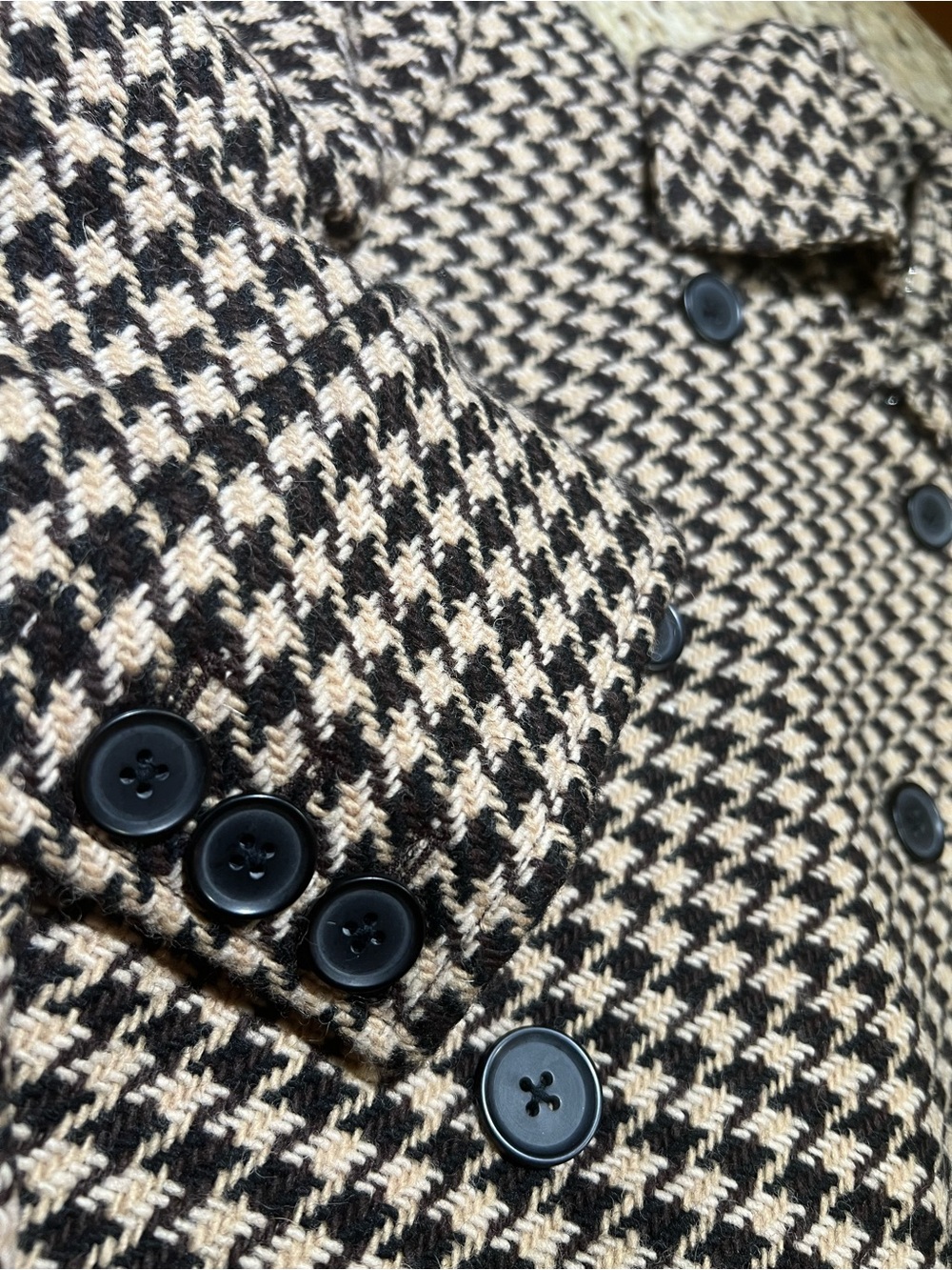 J. Crew Wool-Blend Brown Houndstooth Belted Double Breasted Coat Dress 6 - Picture 5 of 10